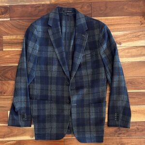 Banana Republic Navy and Charcoal Plaid Blazer 40R